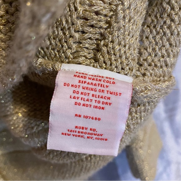 Ruby Rd heavy knit golden sweater 3/4 sleeve, SZ M GUC, sequins very sweet - Picture 6 of 8